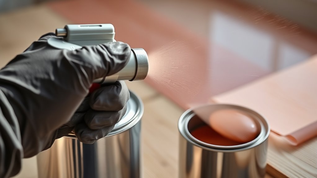 applying oil paint with sprayer