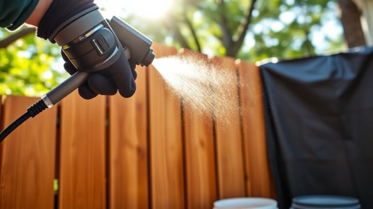 applying stain with sprayer