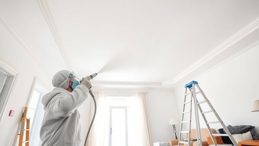 spray ceiling in steps
