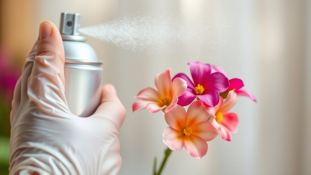 spray paint artificial flowers
